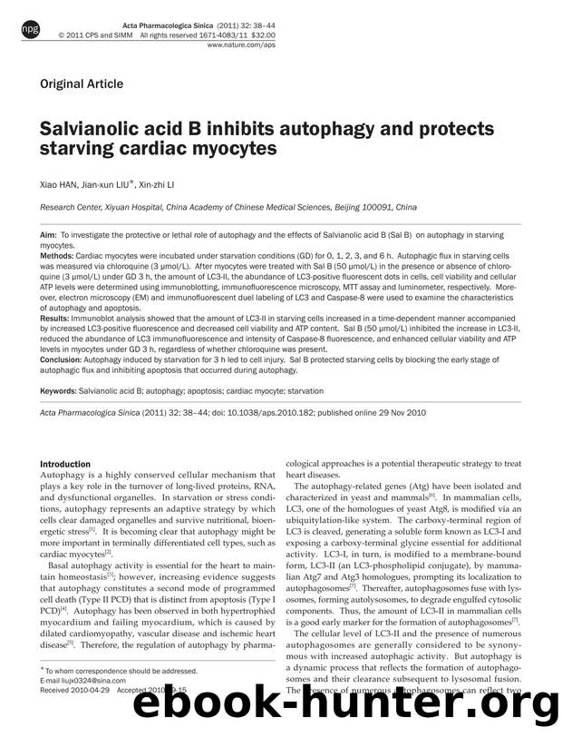 Salvianolic acid B inhibits autophagy and protects starving cardiac myocytes by Xiao Han & Jian-xun Liu & Xin-zhi Li