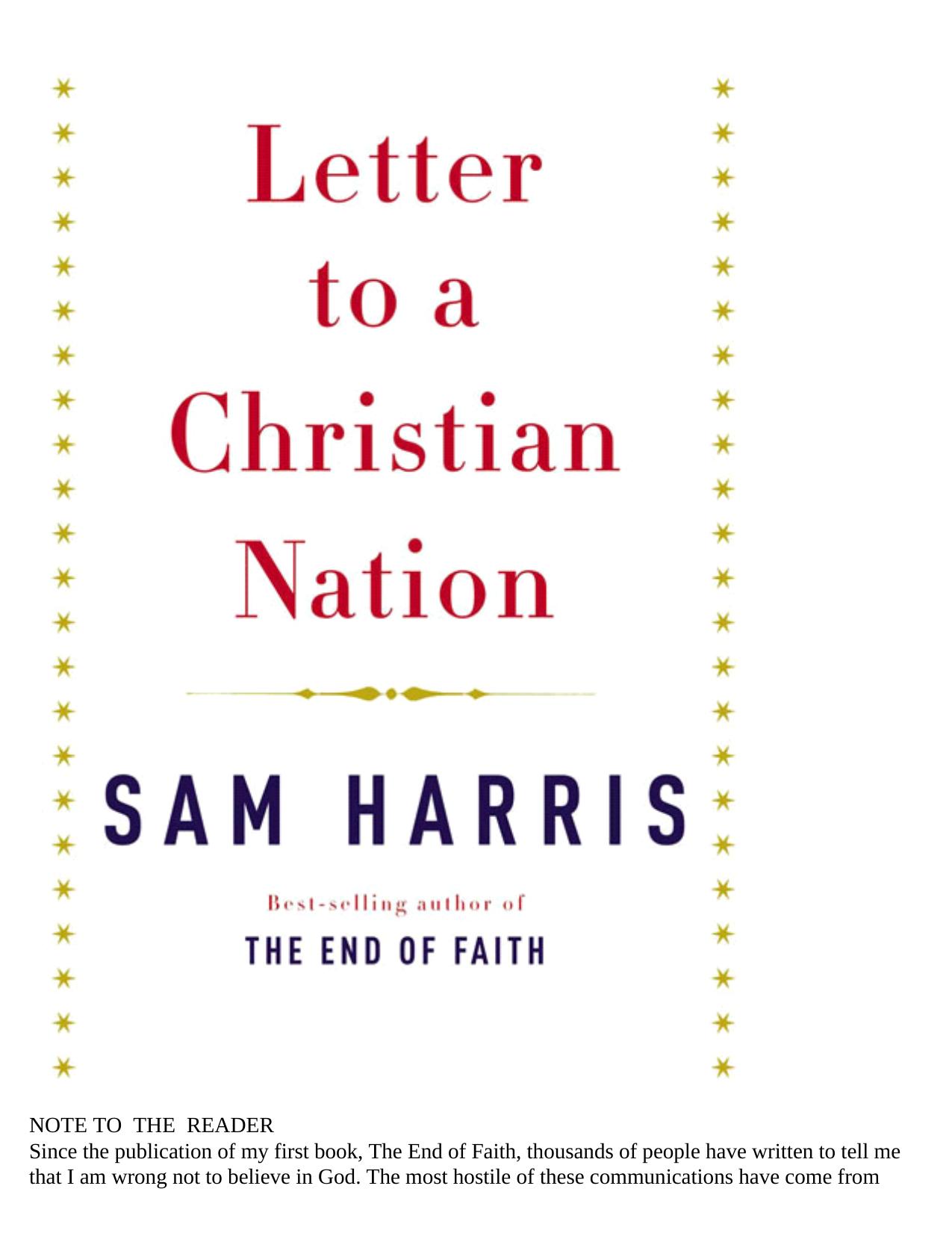 Sam Harris Letter To A Christian Nation by Unknown