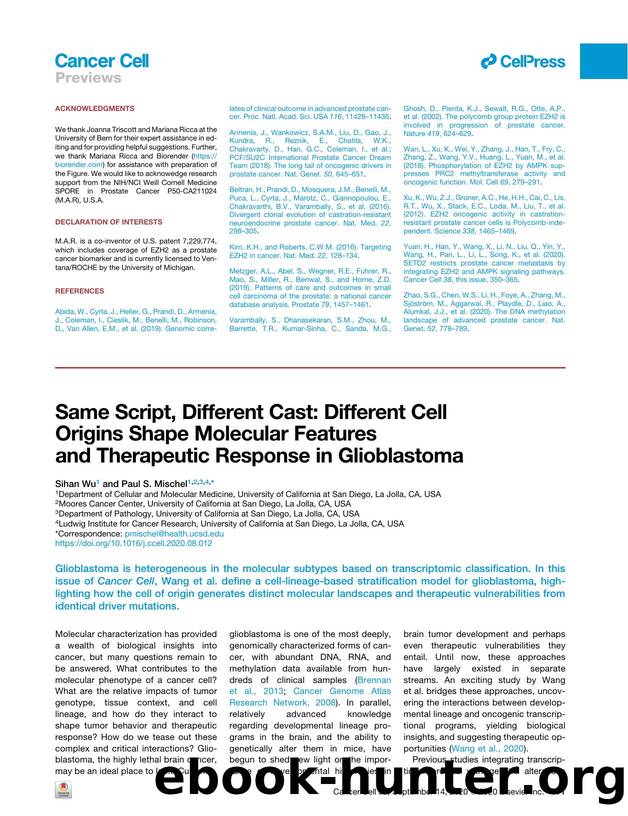 Same Script, Different Cast: Different Cell Origins Shape Molecular Features and Therapeutic Response in Glioblastoma by Sihan Wu & Paul S. Mischel