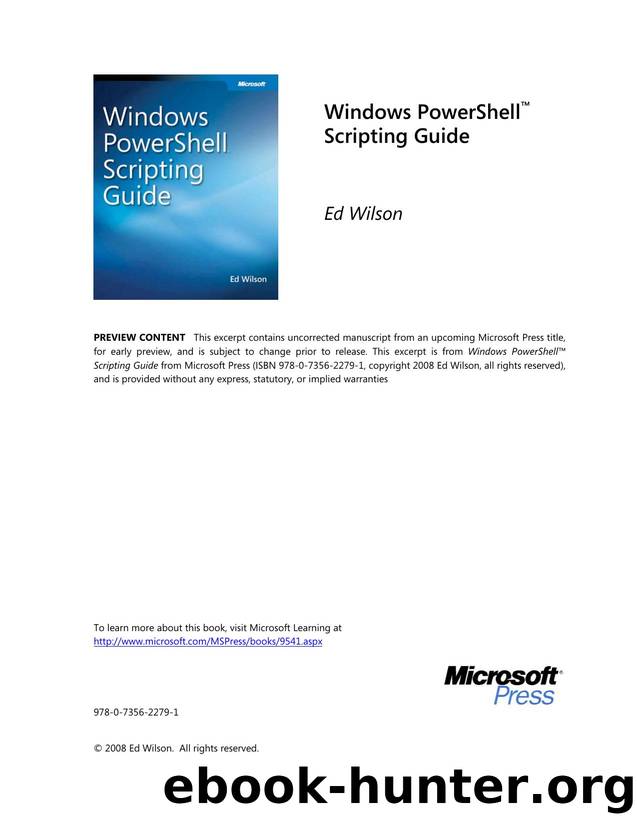 Sample Content from Windows PowerShell Scripting Guide by Ed Wilson