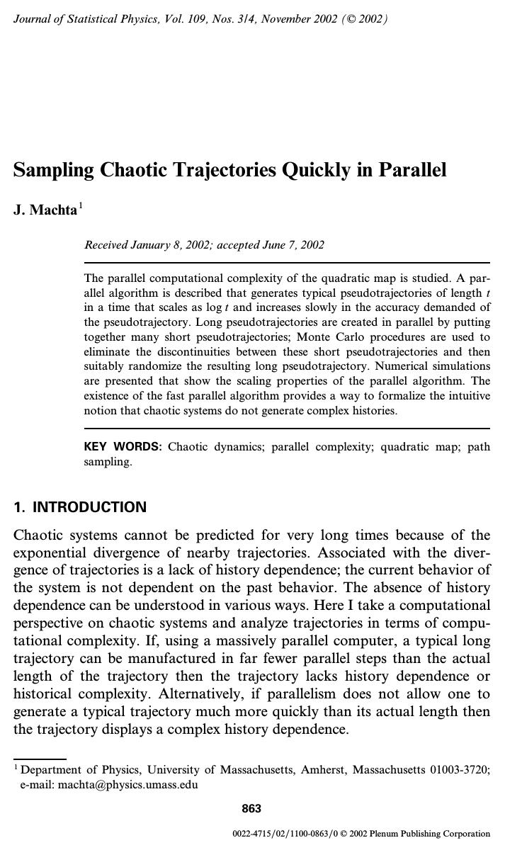 Sampling Chaotic Trajectories Quickly in Parallel by Unknown