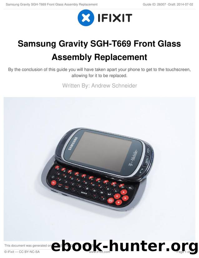 Samsung Gravity SGH-T669 Front Glass Assembly Replacement by Unknown