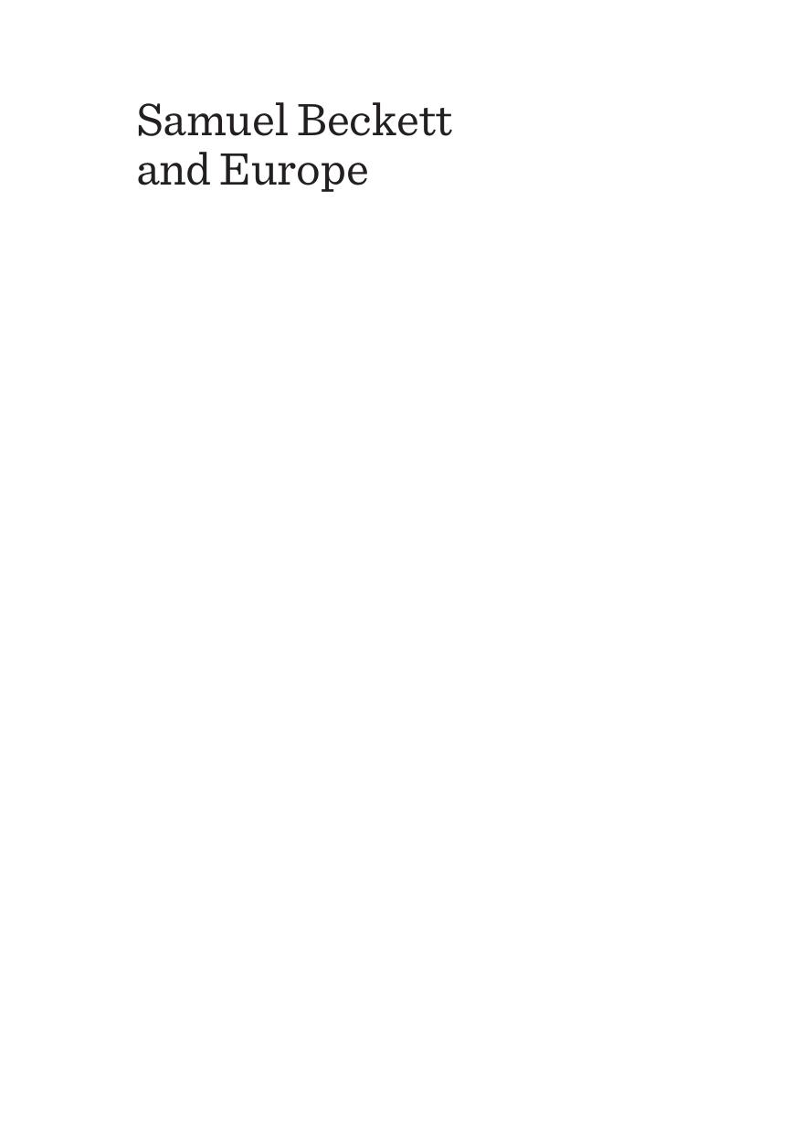 Samuel Beckett and Europe: History, Culture, Tradition by unknow