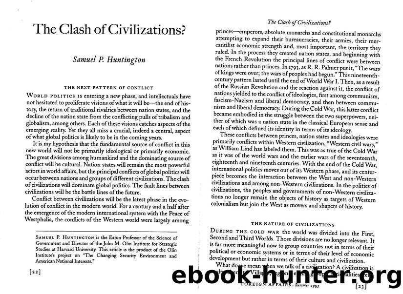 Samuel Huntington by the Clash Of Civilizations