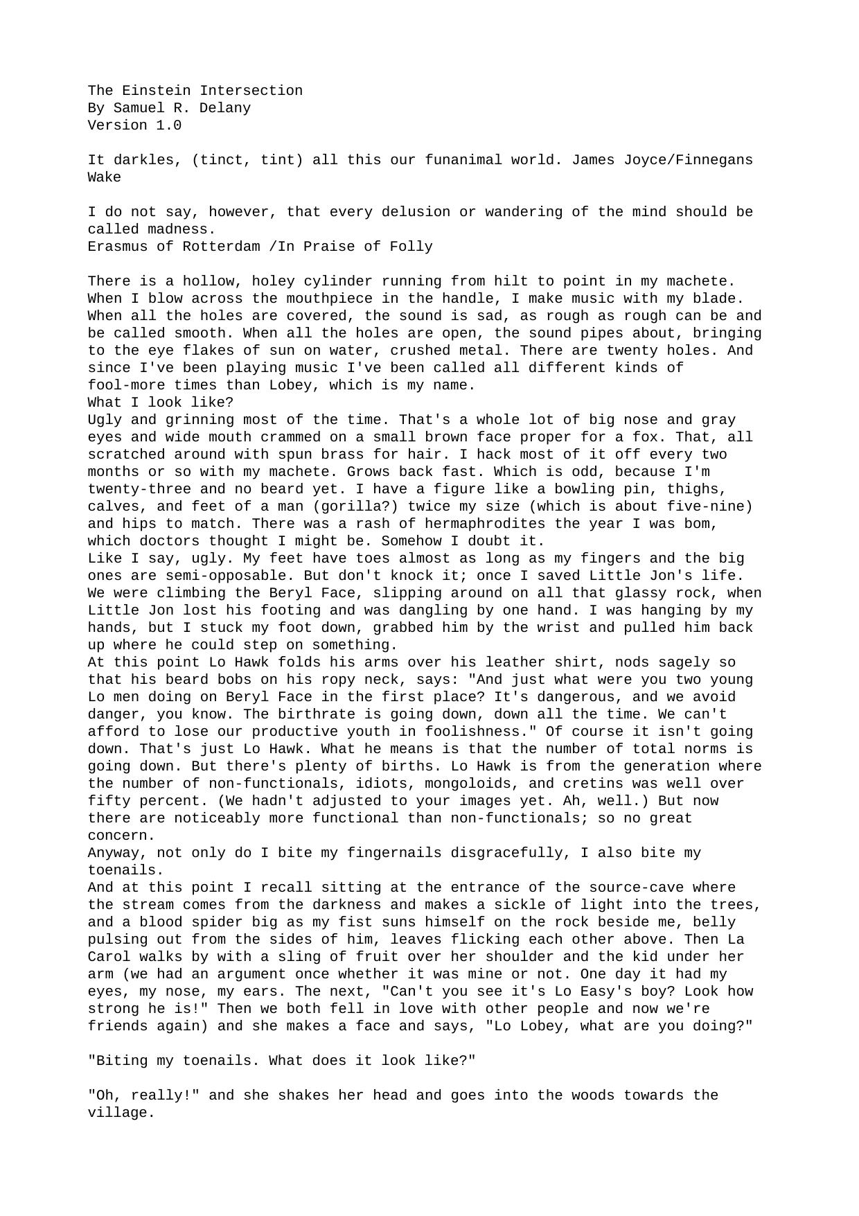 Samuel R. Delany by The Einstein Intersection