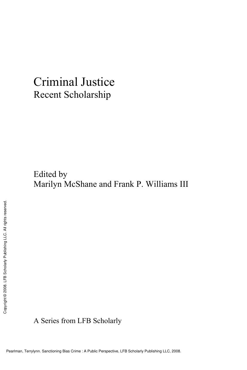 Sanctioning Bias Crime : A Public Perspective by Terrylynn Pearlman