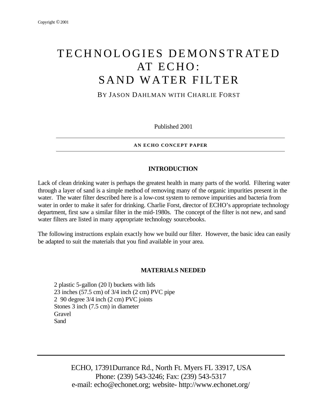 Sand Water Filter.PDF by jreach