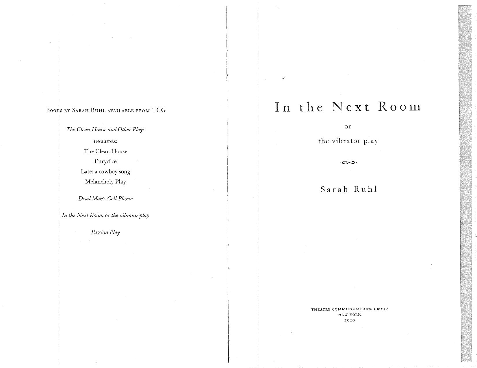 Sarah Ruhl In the Next Room or The Vibrator Play by Unknown