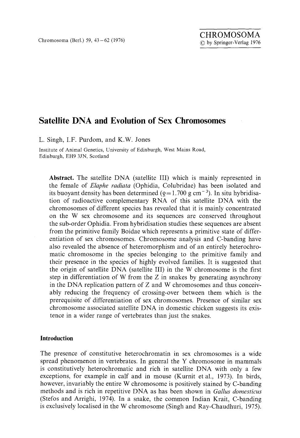 Satellite DNA and evolution of sex chromosomes by Unknown