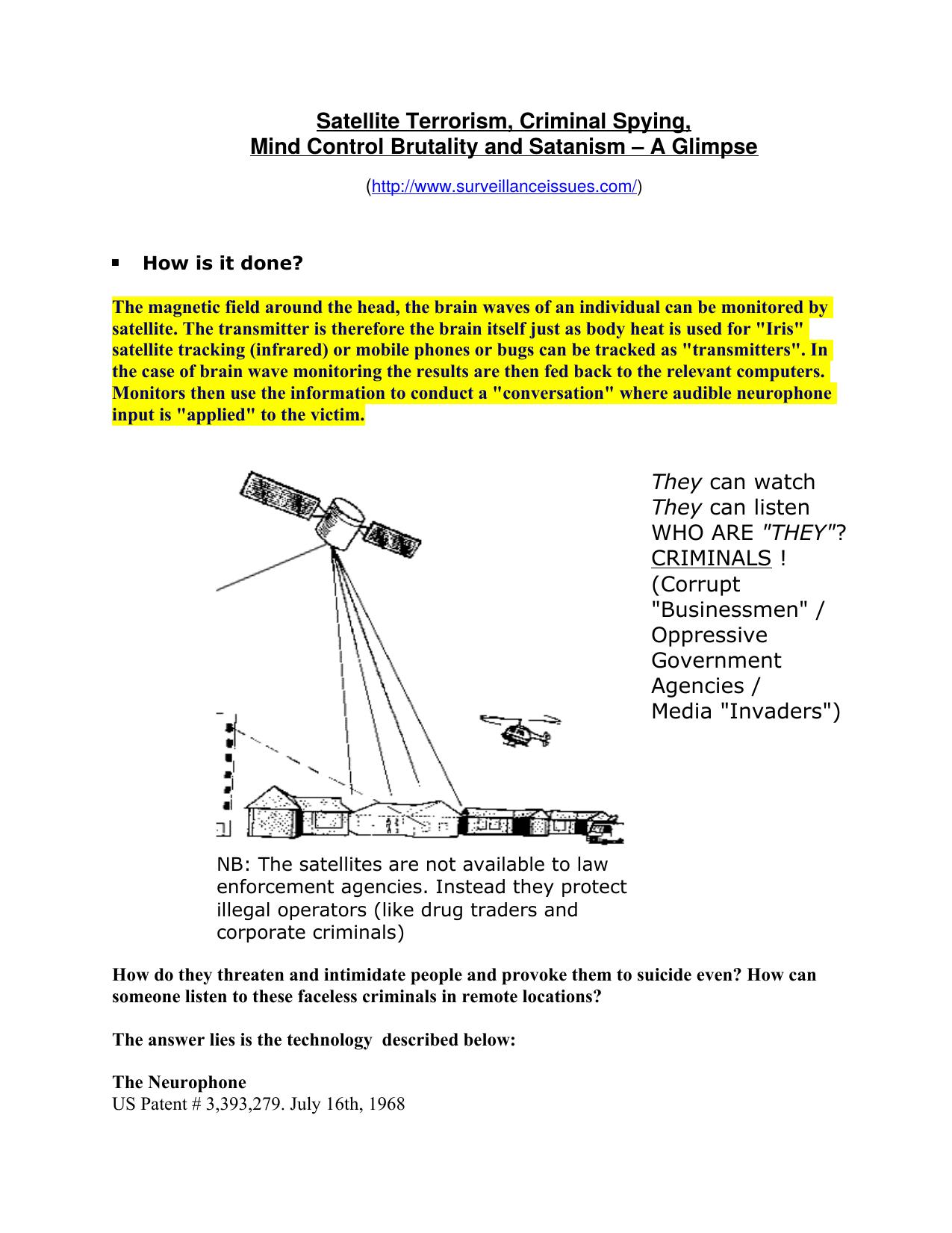 Satellite Terrorism, Criminal Spying, by User1