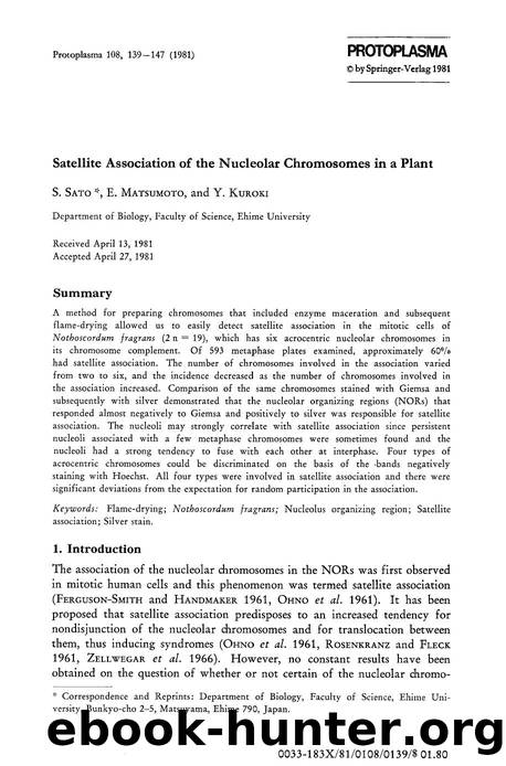 Satellite association of the nucleolar chromosomes in a plant by Unknown