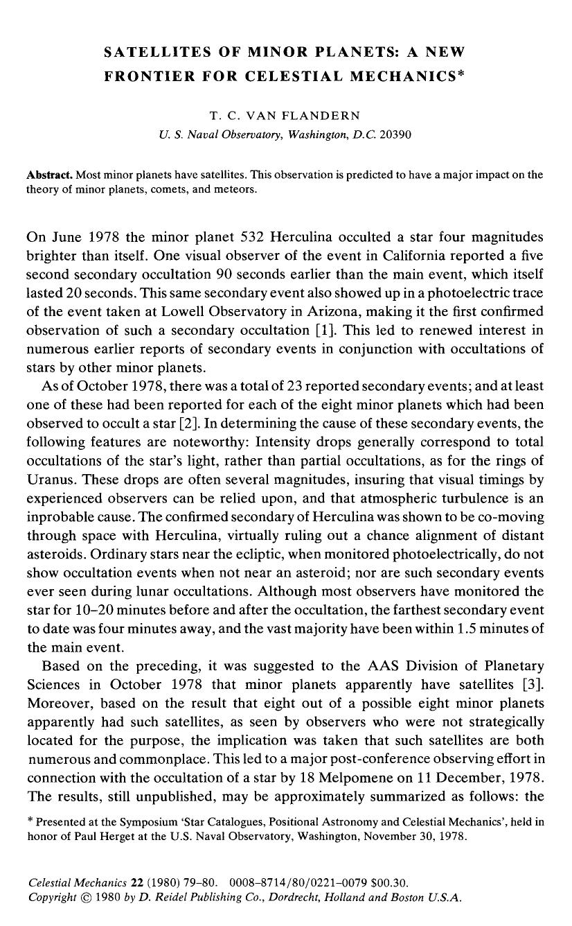 Satellites of minor planets: A new frontier for celestial mechanics by Unknown