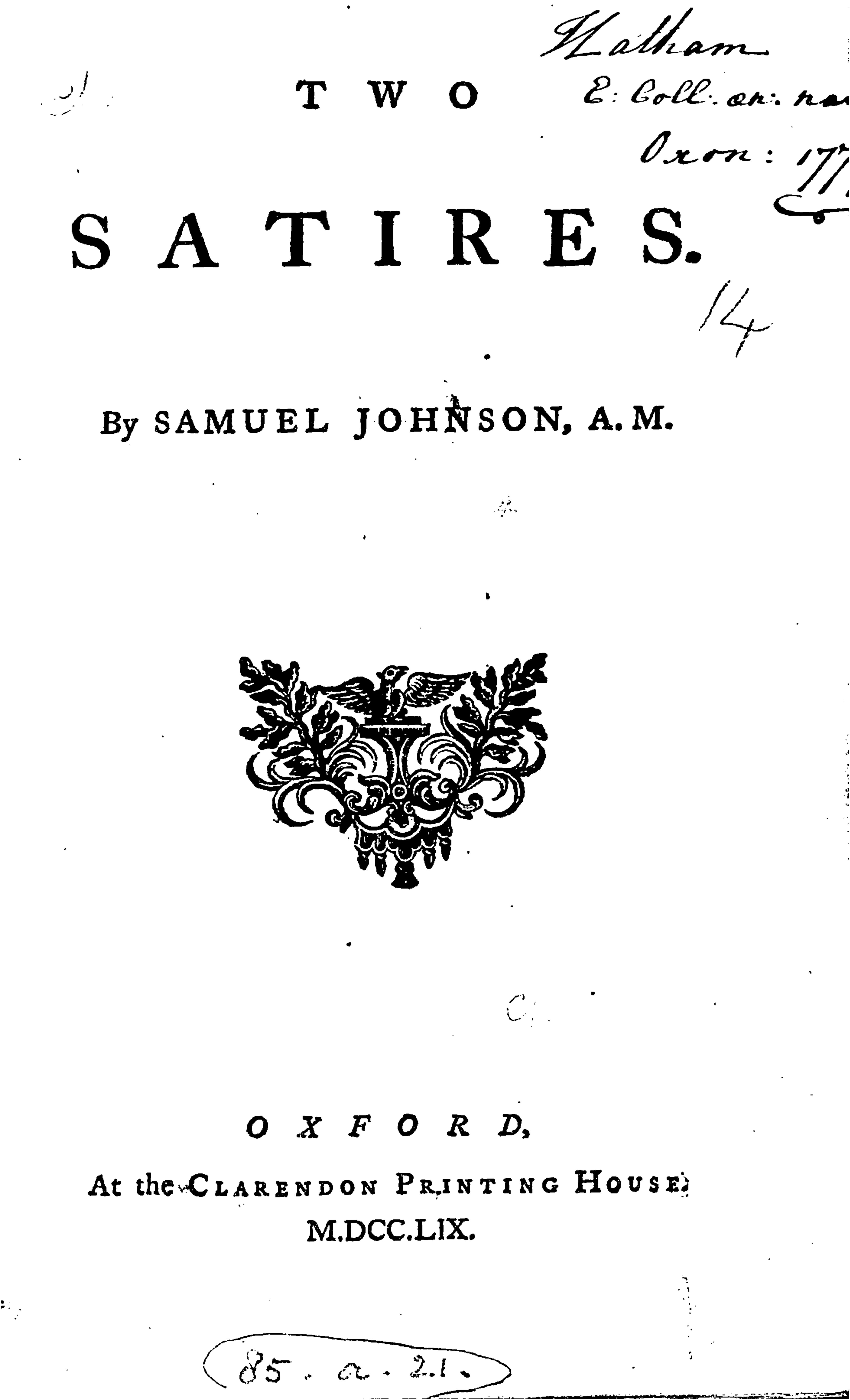 Satires by London & The Vanity of Human Wishes