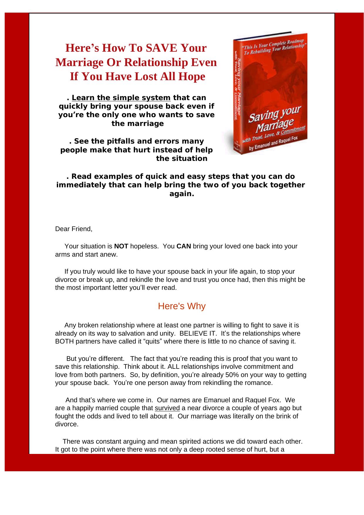 Saving Your Marriage With Trust & Love. by Best of Kuszter's Collection