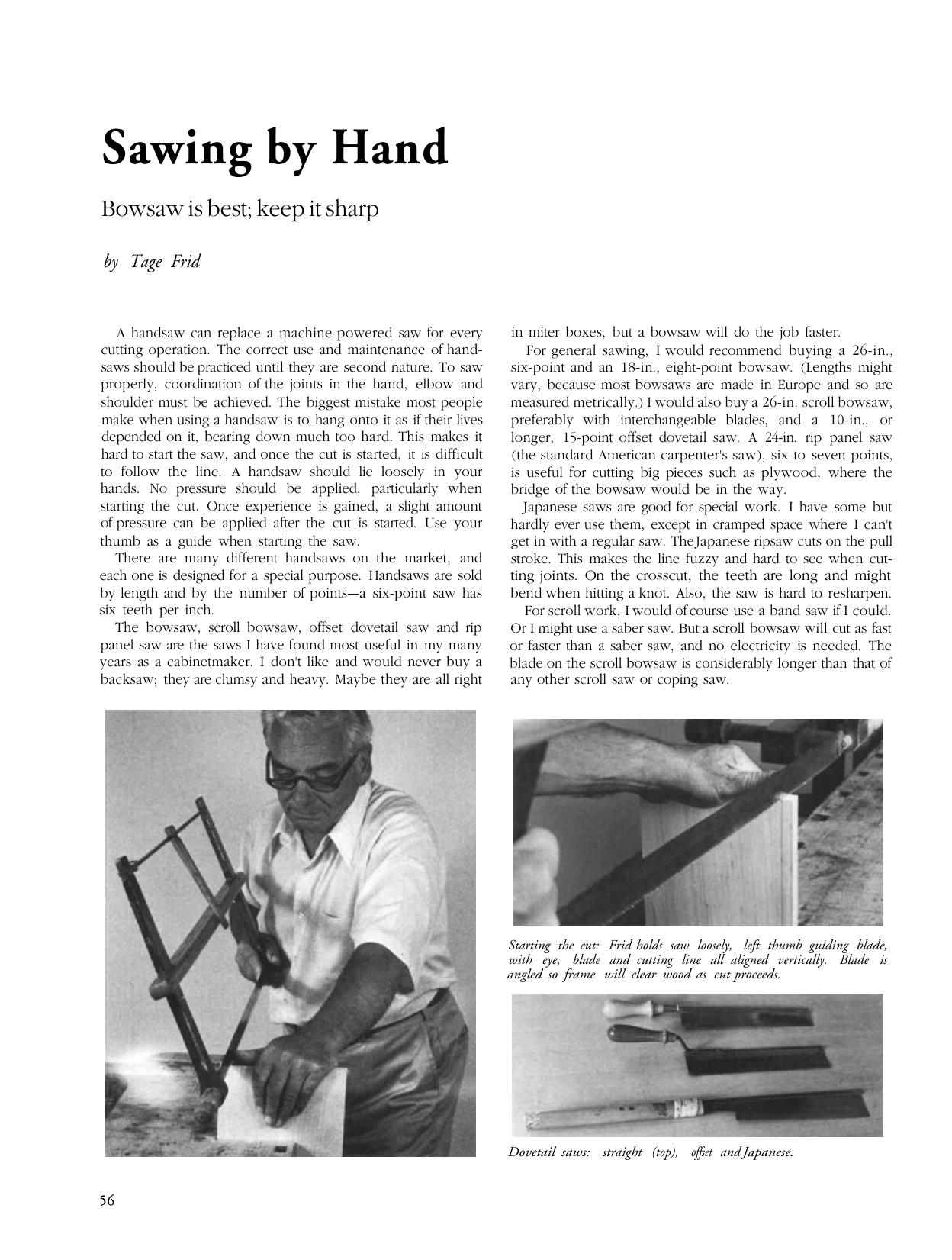 Sawing by Hand by Tage Frid