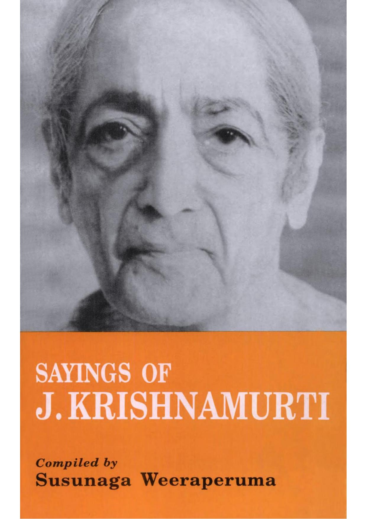 Sayings of J. Krishnamurti by Susunaga Weeraperuma