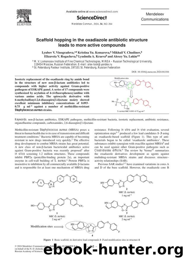 Scaffold hopping in the oxadiazole antibiotic structure leads to more active compounds by unknow