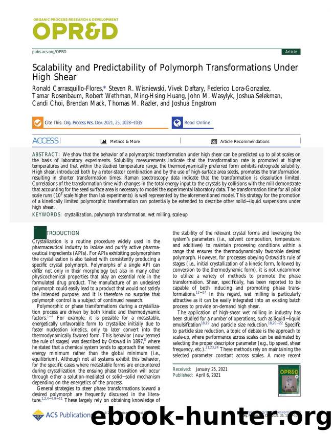 Scalability and Predictability of Polymorph Transformations Under High Shear by unknow
