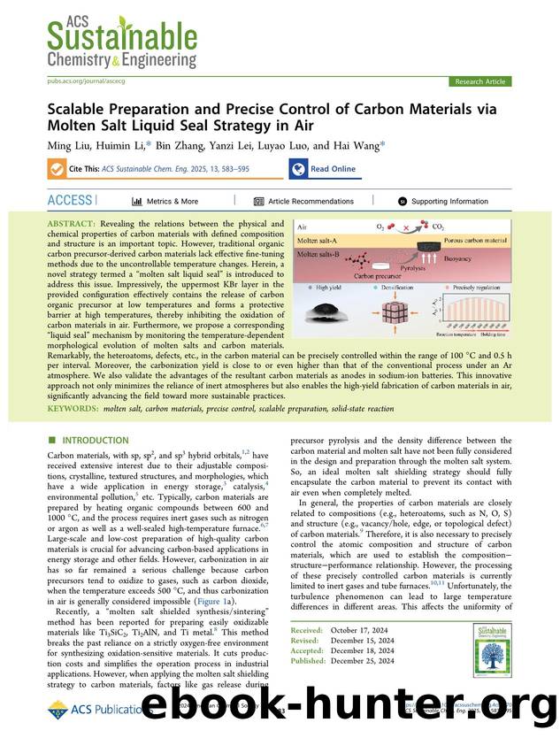 Scalable Preparation and Precise Control of Carbon Materials via Molten Salt Liquid Seal Strategy in Air by Ming Liu Huimin Li Bin Zhang Yanzi Lei Luyao Luo and Hai Wang