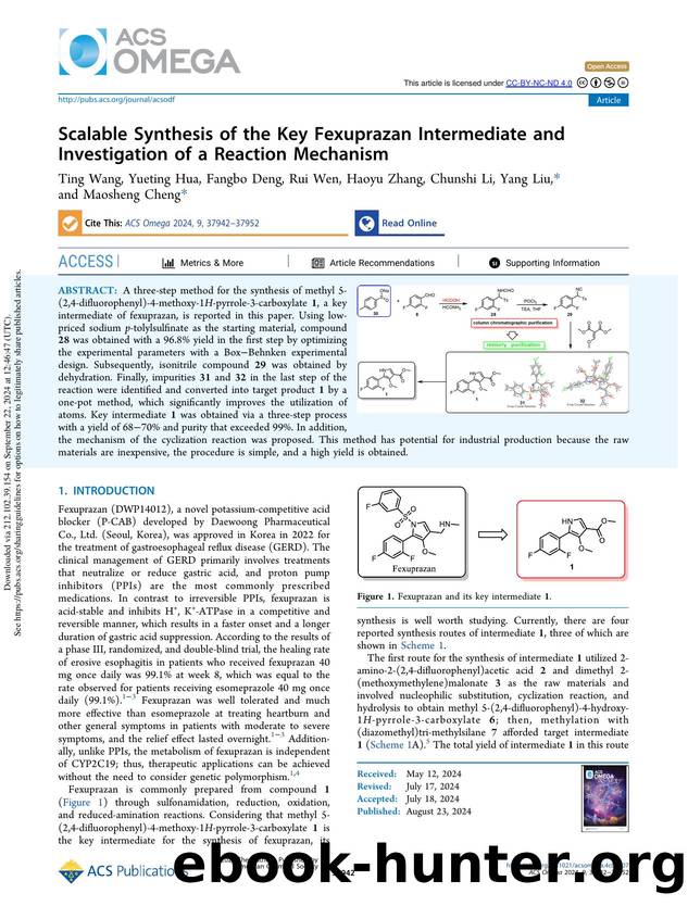Scalable Synthesis of the Key Fexuprazan Intermediate and Investigation of a Reaction Mechanism by Ting Wang Yueting Hua Fangbo Deng Rui Wen Haoyu Zhang Chunshi Li Yang Liu & Maosheng Cheng
