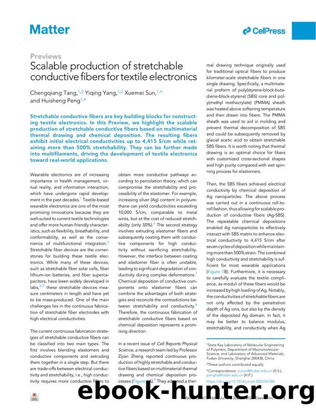 Scalable production of stretchable conductive fibers for textile electronics by Chengqiang Tang & Yiqing Yang & Xuemei Sun & Huisheng Peng