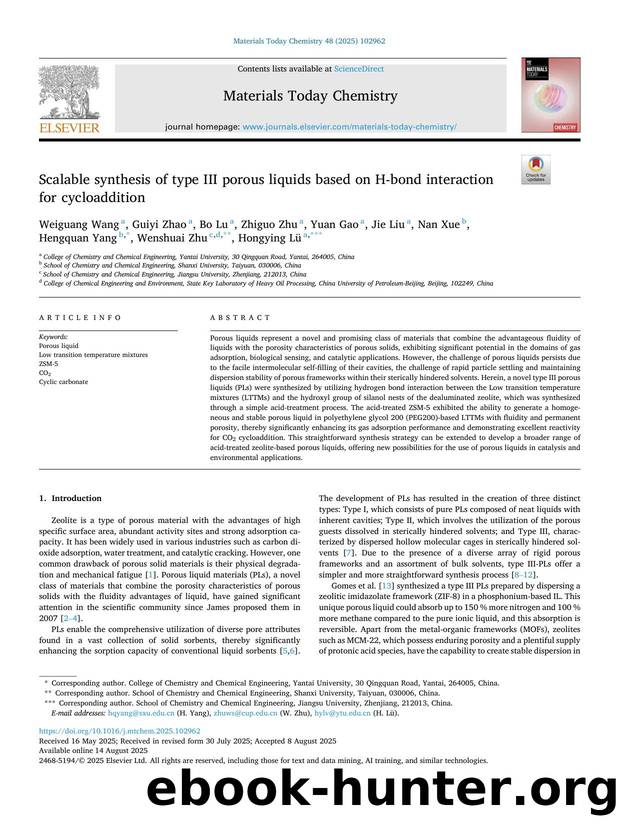 Scalable synthesis of type III porous liquids based on H-bond interaction for cycloaddition by unknow
