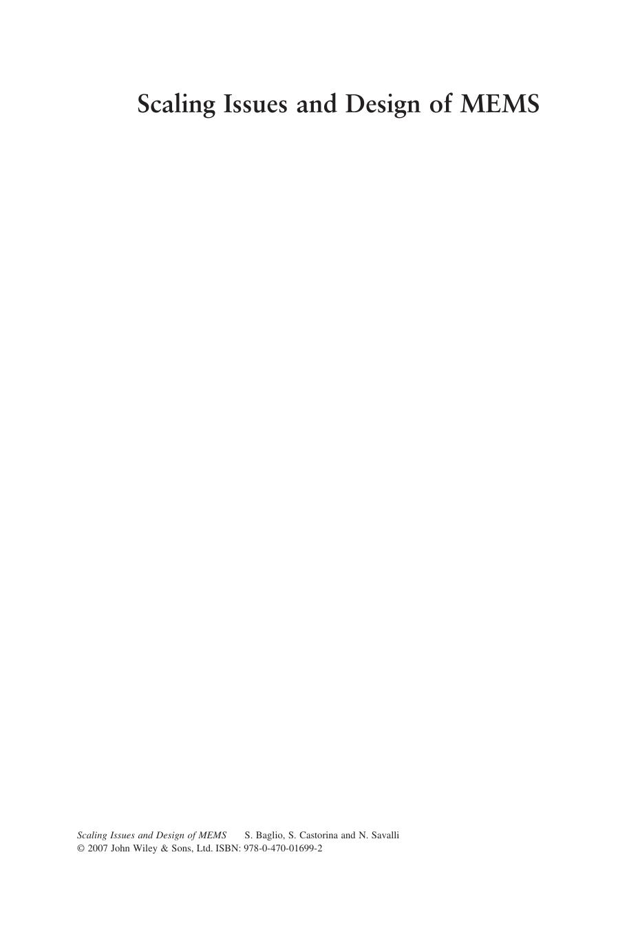 Scaling Issues and Design of MEMS by Salvatore Baglio Salvatore Castorina Nicolo Savalli(auth.)