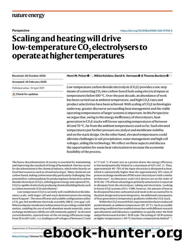 Scaling and heating will drive low-temperature CO2 electrolysers to operate at higher temperatures by Henri M. Pelzer & Nikita Kolobov & David A. Vermaas & Thomas Burdyny