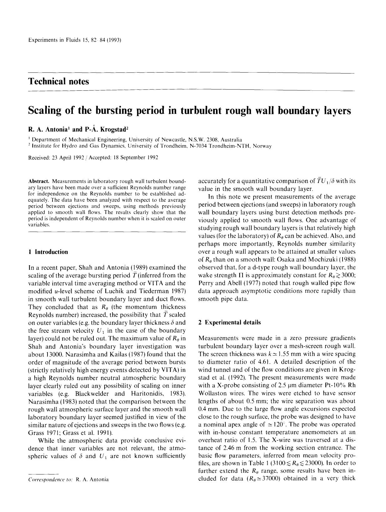 Scaling of the bursting period in turbulent rough wall boundary layers by Unknown