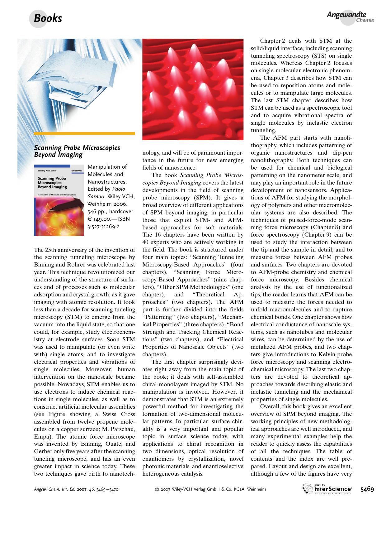 Scanning Probe Microscopies Beyond Imaging. Manipulation of Molecules and Nanostructures. Edited by Paolo Samori. by Unknown
