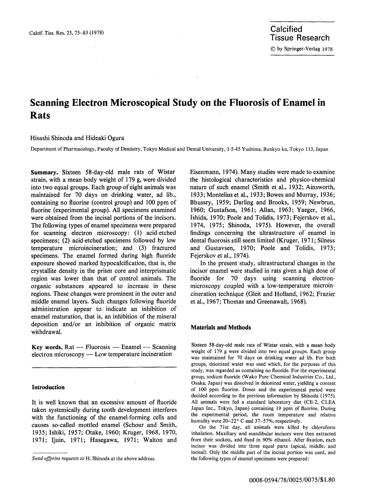 Scanning electron microscopical study on the fluorosis of enamel in rats by Unknown