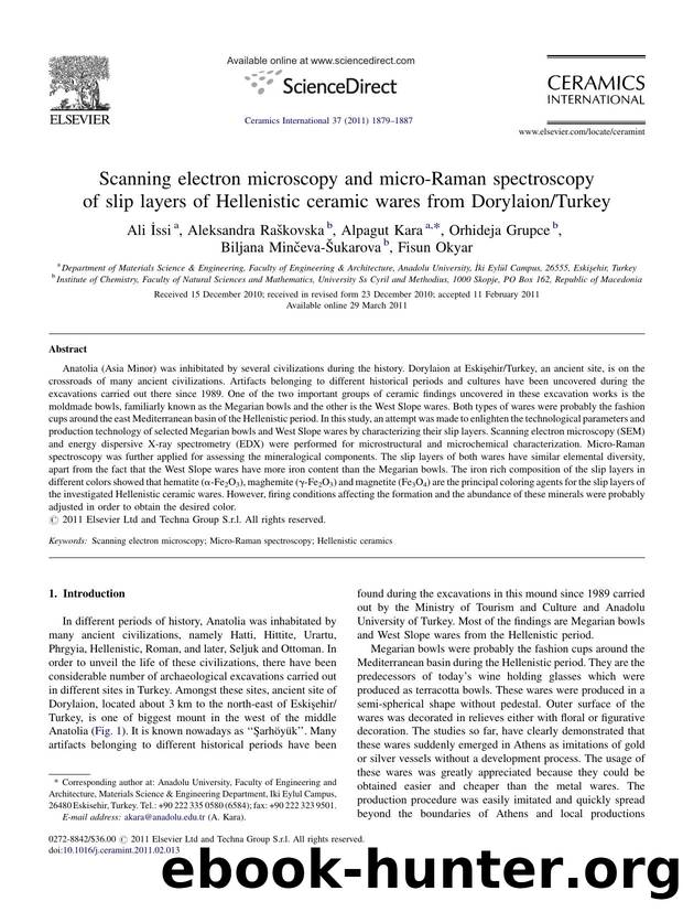 Scanning electron microscopy and micro-Raman spectroscopy of slip layers of Hellenistic ceramic wares from DorylaionTurkey by Ali Ä°ssi