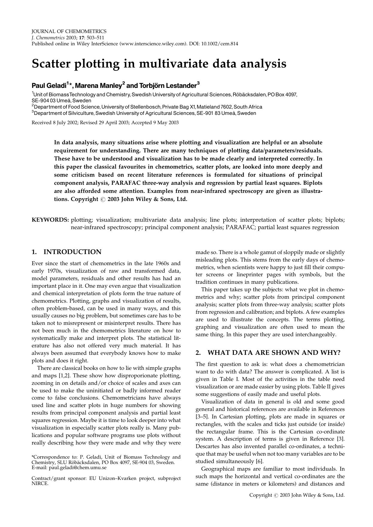 Scatter plotting in multivariate data analysis by Unknown