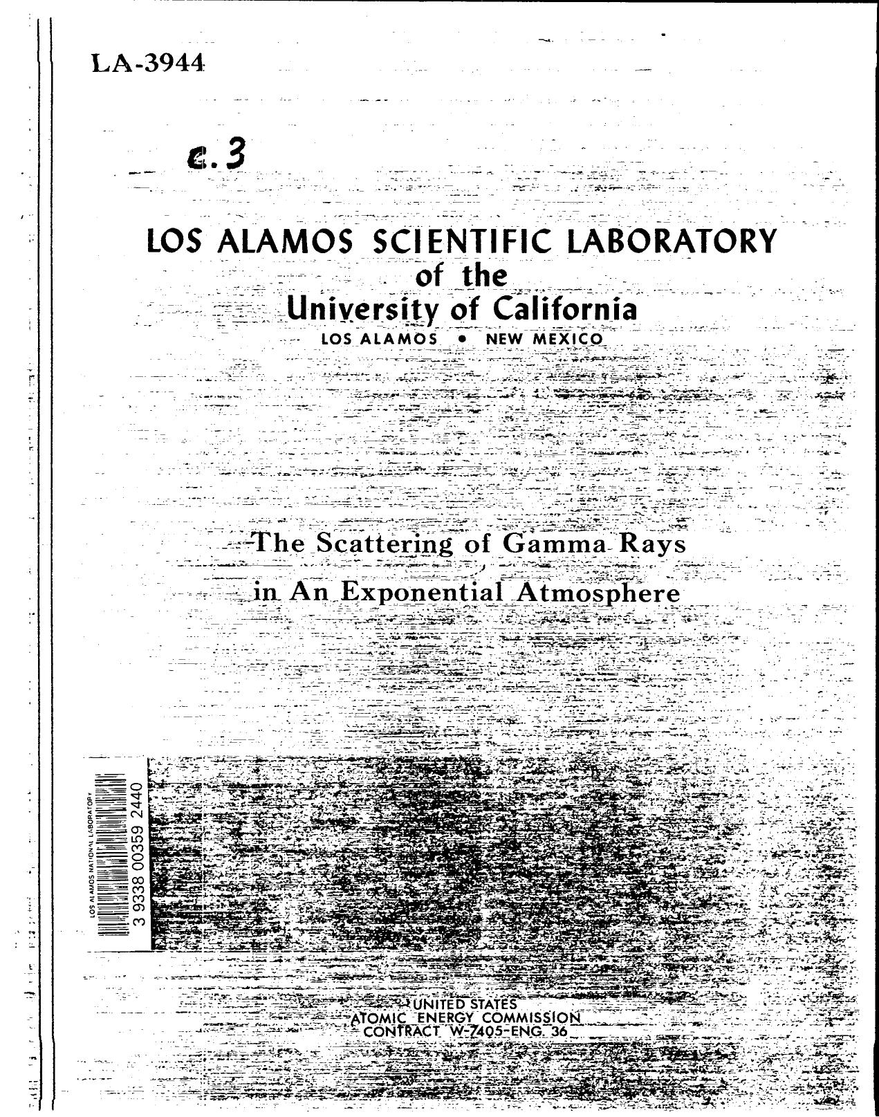 Scattering of gamma rays in an exponential atmosphere. None by LANL Research Library LWW Project