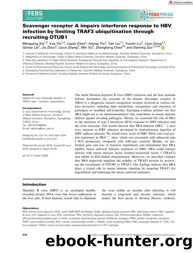 Scavenger receptor A impairs interferon response to HBV infection by limiting TRAF3 ubiquitination through recruiting OTUB1 by Unknown