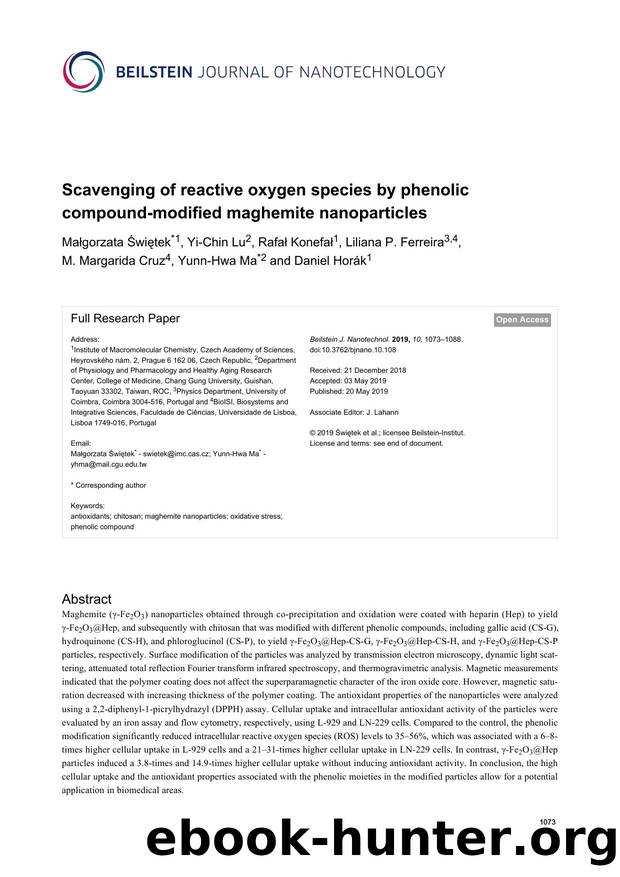 Scavenging of reactive oxygen species by phenolic compound-modified maghemite nanoparticles by unknow