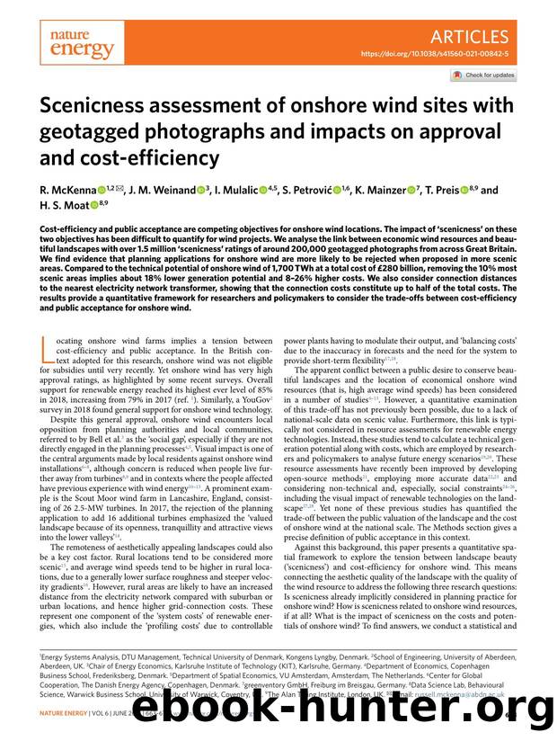 Scenicness assessment of onshore wind sites with geotagged photographs and impacts on approval and cost-efficiency by R. McKenna & J. M. Weinand & I. Mulalic & S. Petrović & K. Mainzer & T. Preis & H. S. Moat