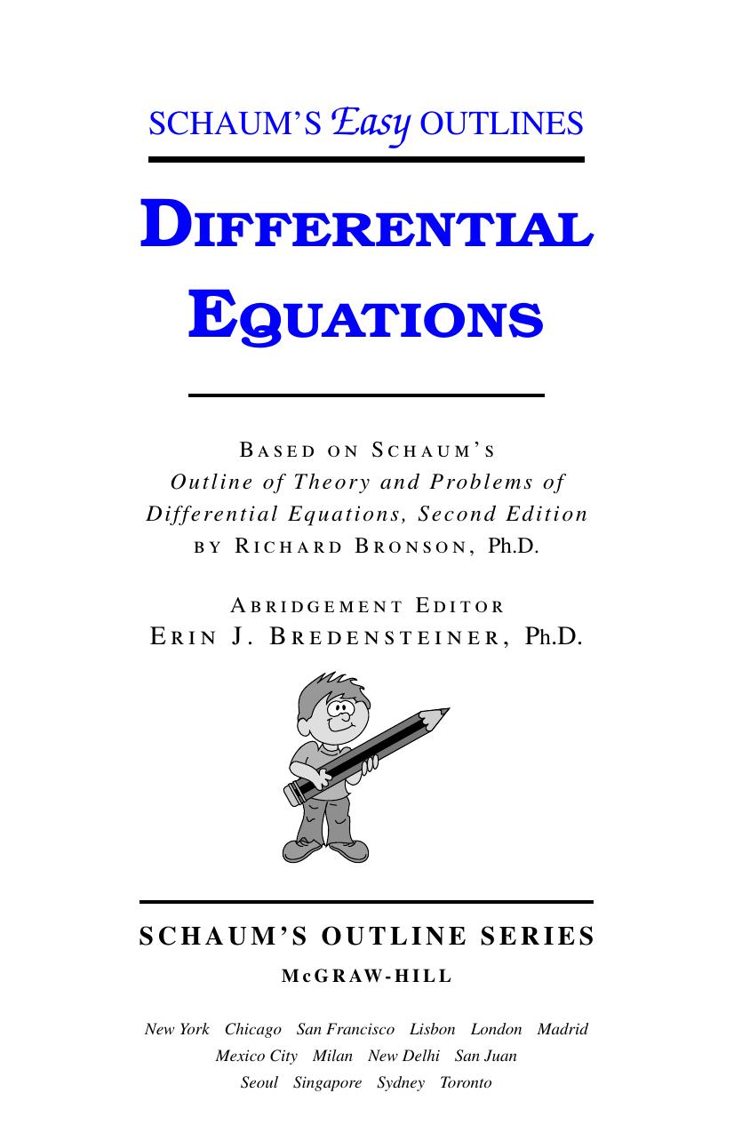 Schaum's Easy Outline: Differential Equations by Richard Bronson
