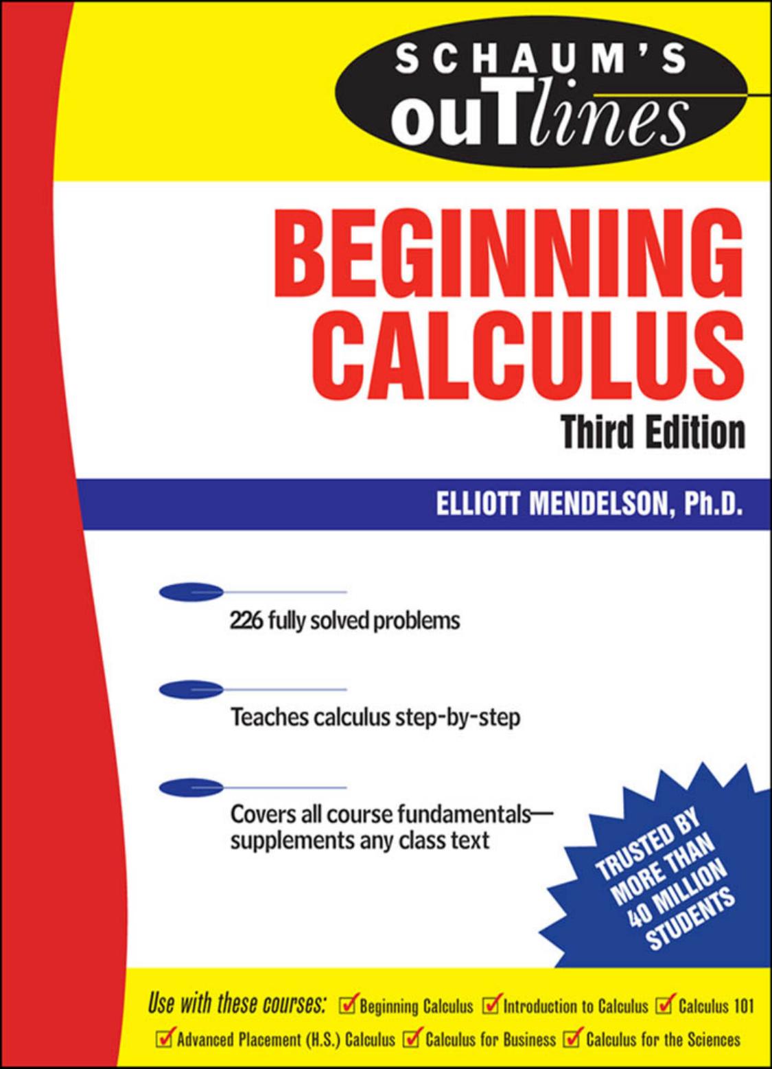 Schaum's Outline of Beginning Calculus by Elliott Mendelson