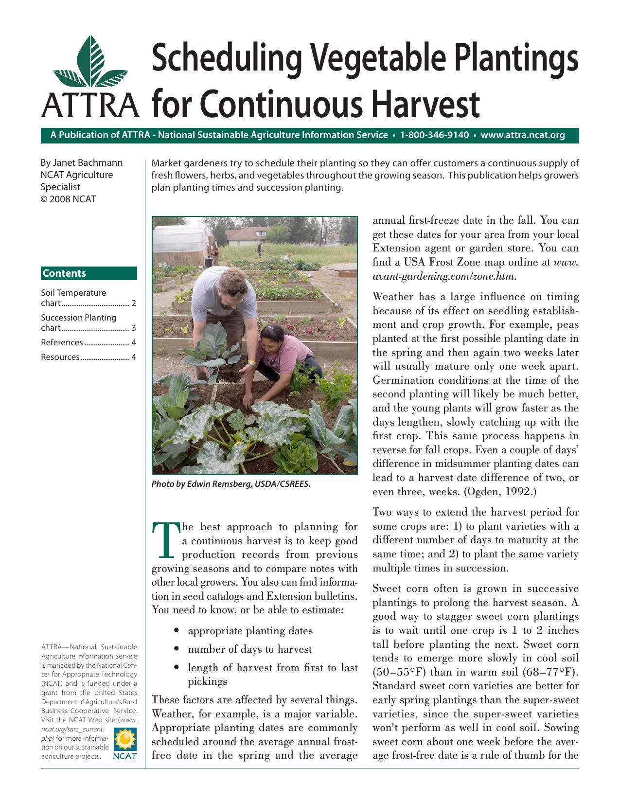 Scheduling Vegetable Plantings for Continuous Harvest ~ PDF by amys
