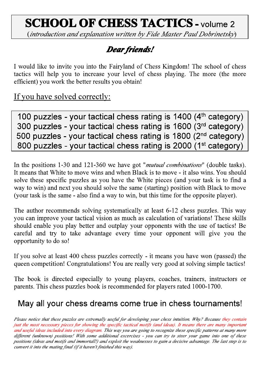 School of Chess Tactics. Vol. 2 by Dobrinetsky Paul