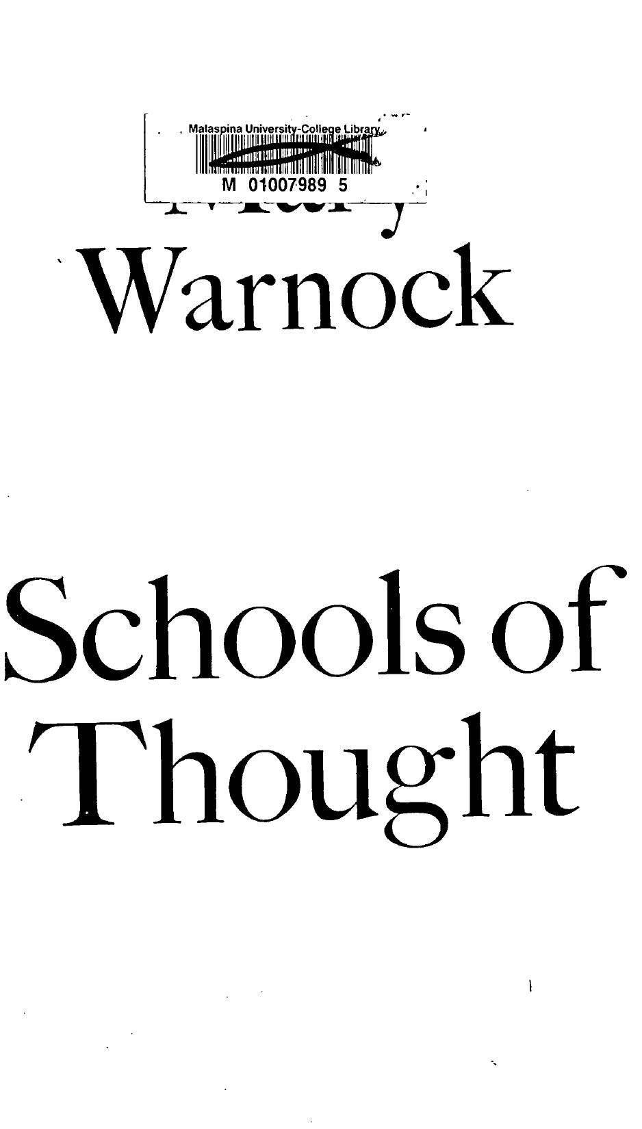 Schools of Thought by Mary Warnock