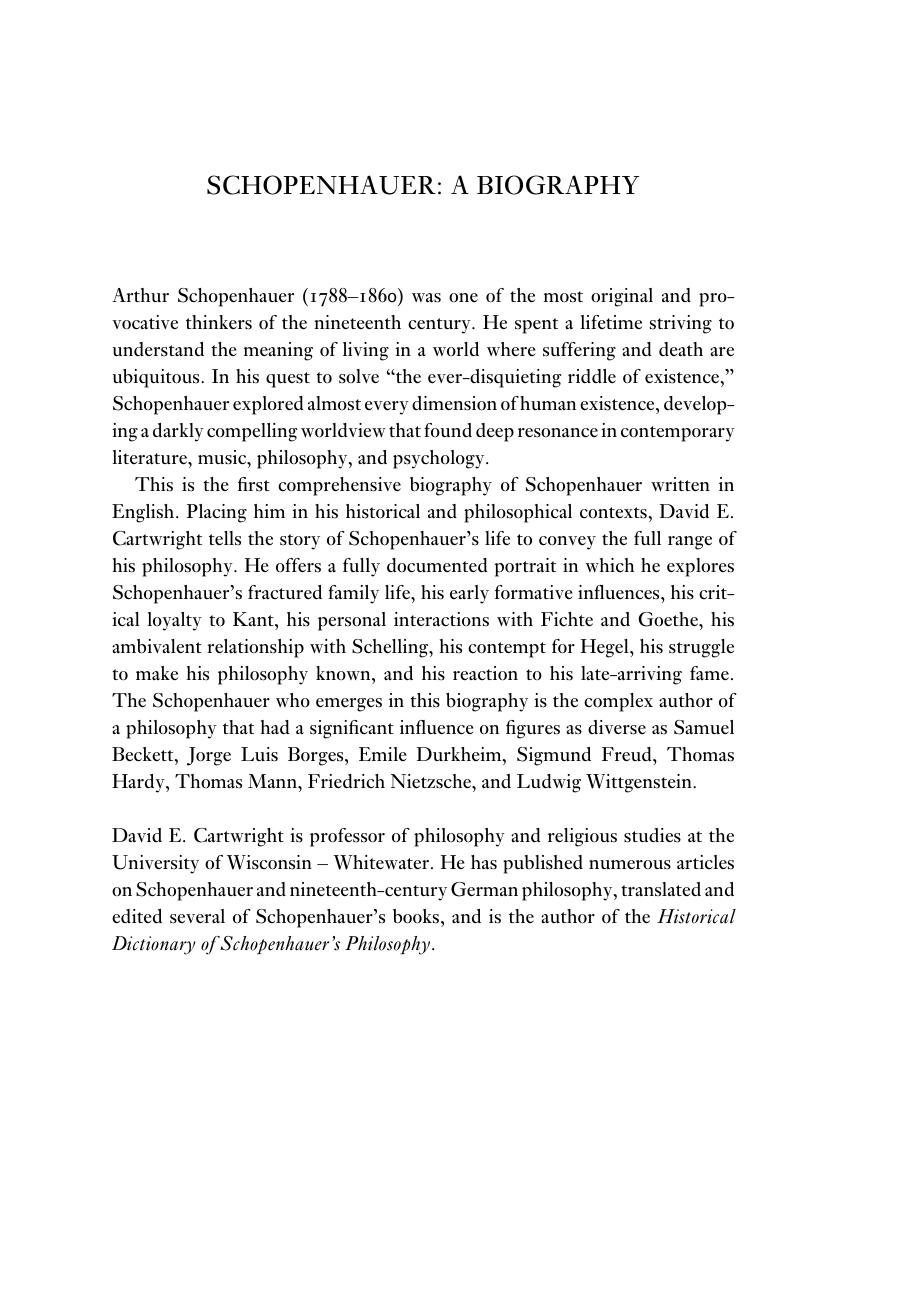 Schopenhauer: A Biography by David E. Cartwright
