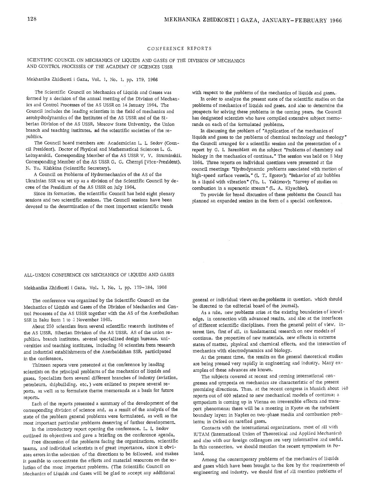 Scientific Council on Mechanics of Liquids and Gases of the Division of Mechanics and Control Processes of the Academy of Sciences USSR by Unknown