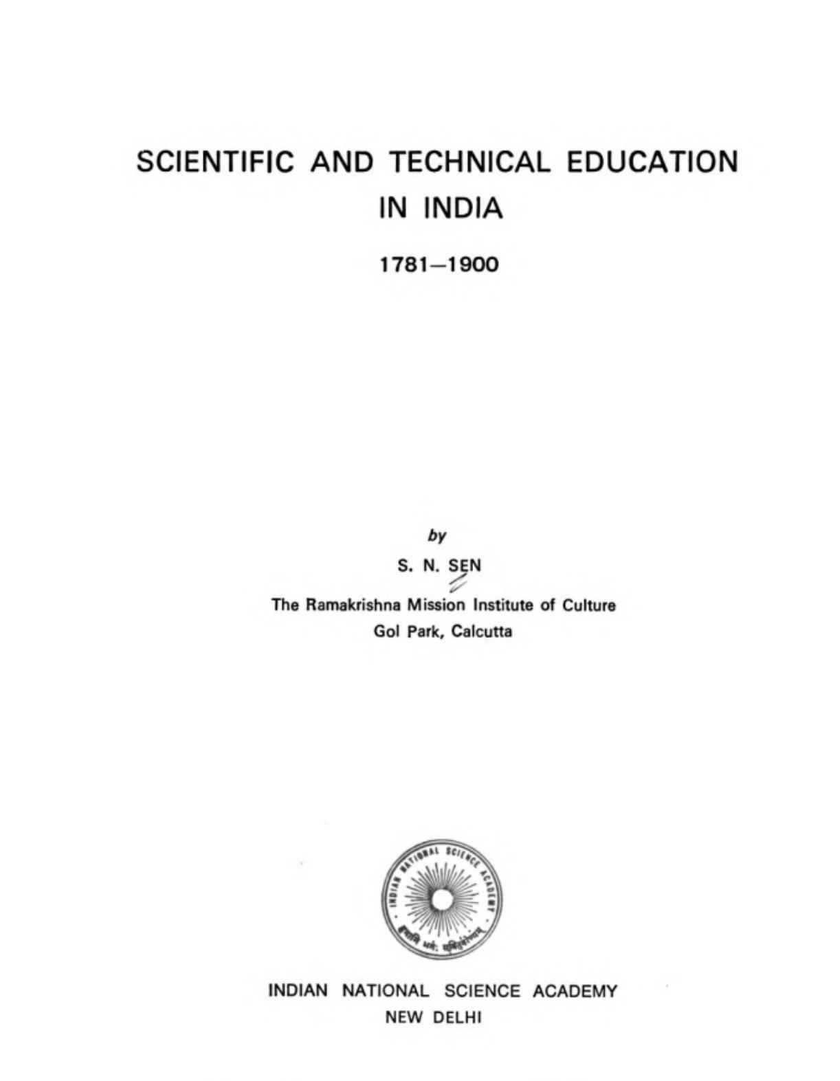 Scientific and technical education in India, 1781-1900 by Samarendra Nath Sen