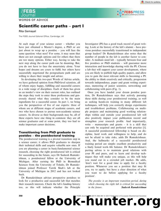 Scientific career paths â part I by Unknown