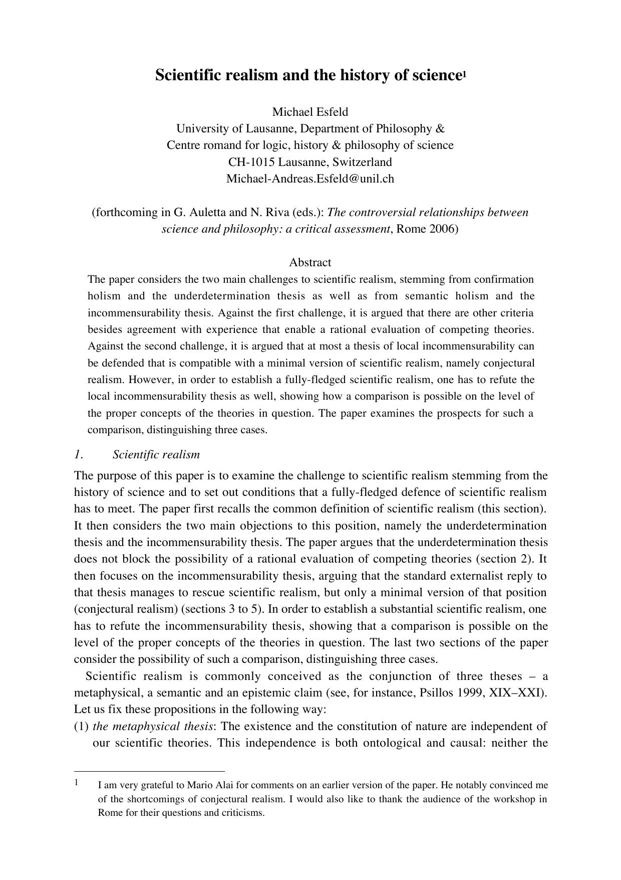 Scientific realism and the history of science by Unknown