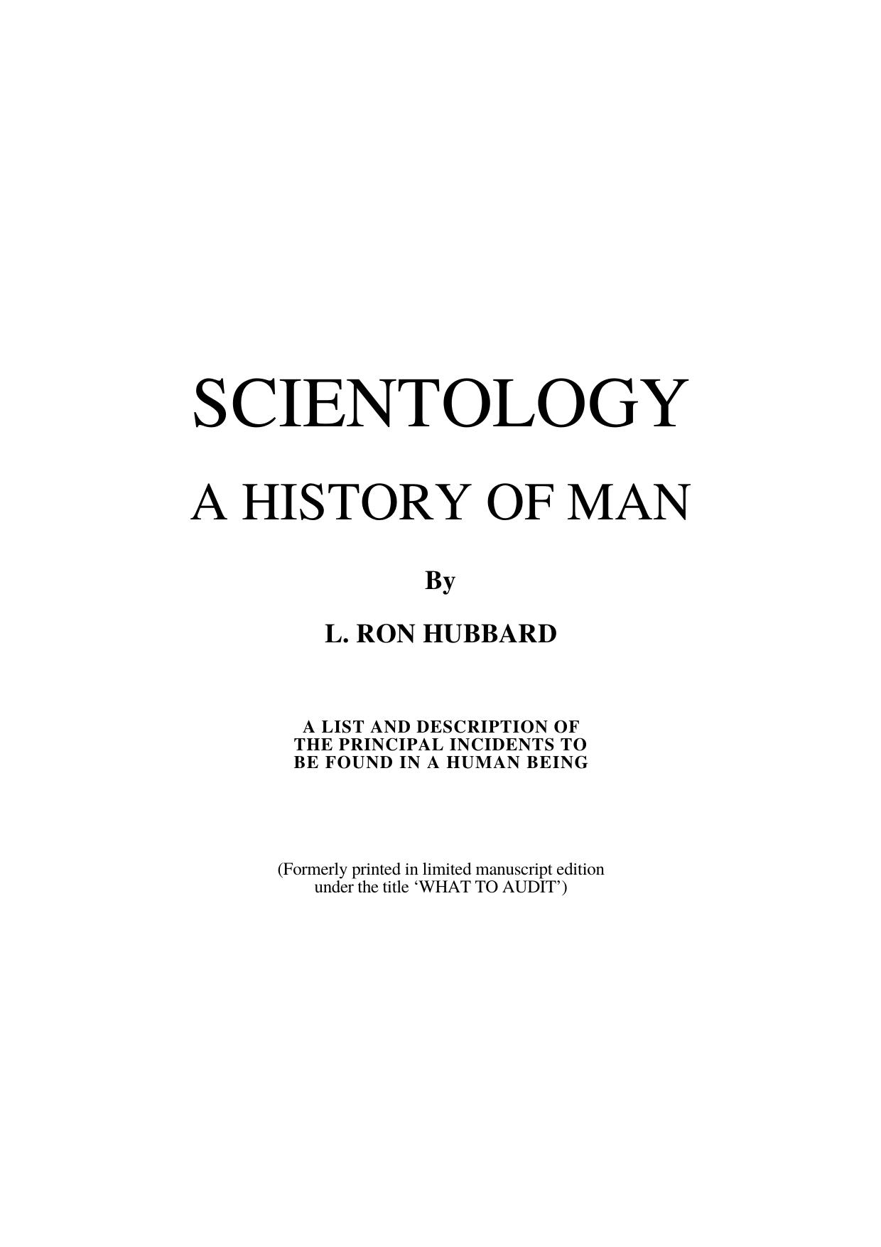 Scientology A History Of Man by Unknown