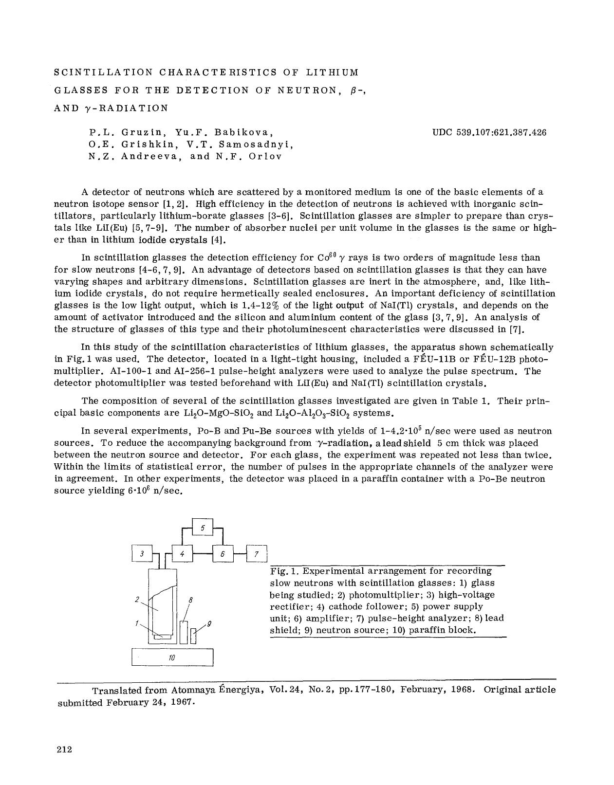 Scintillation characteristics of lithium glasses for the detection of neutron, β-, and γ-radiation by Unknown