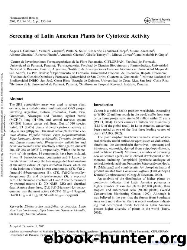 Screening of Latin American Plants for Cytotoxic Activity by unknow